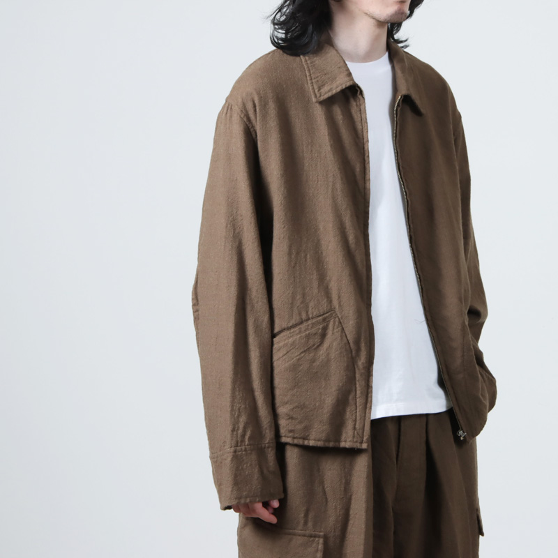 新品、コモリ COMOLI KHAKI 縮絨ウール ジップショートジャケットメンズ