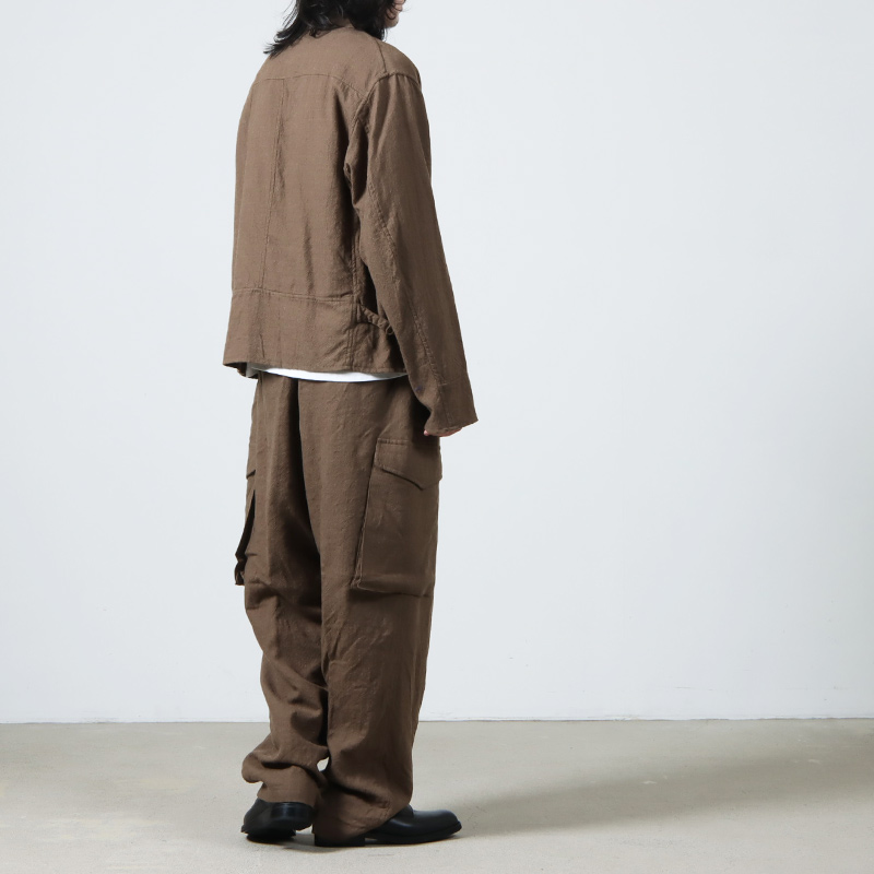 袖丈64cmCOMOLI / KHAKI 縮絨ウール ジップショートジャケット サイズ3
