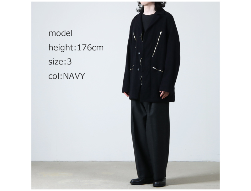 comoli コモリ 縮絨ウールジップショートジャケット カーキ サイズ3ファッション