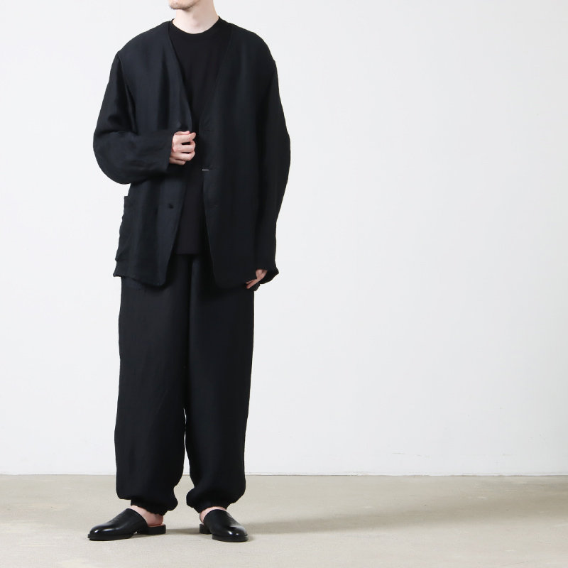 25SS COMOLI 　リネンサテン ノーカラージャケット COMOLI (コモリ) リネンサテン ノーカラージャケット