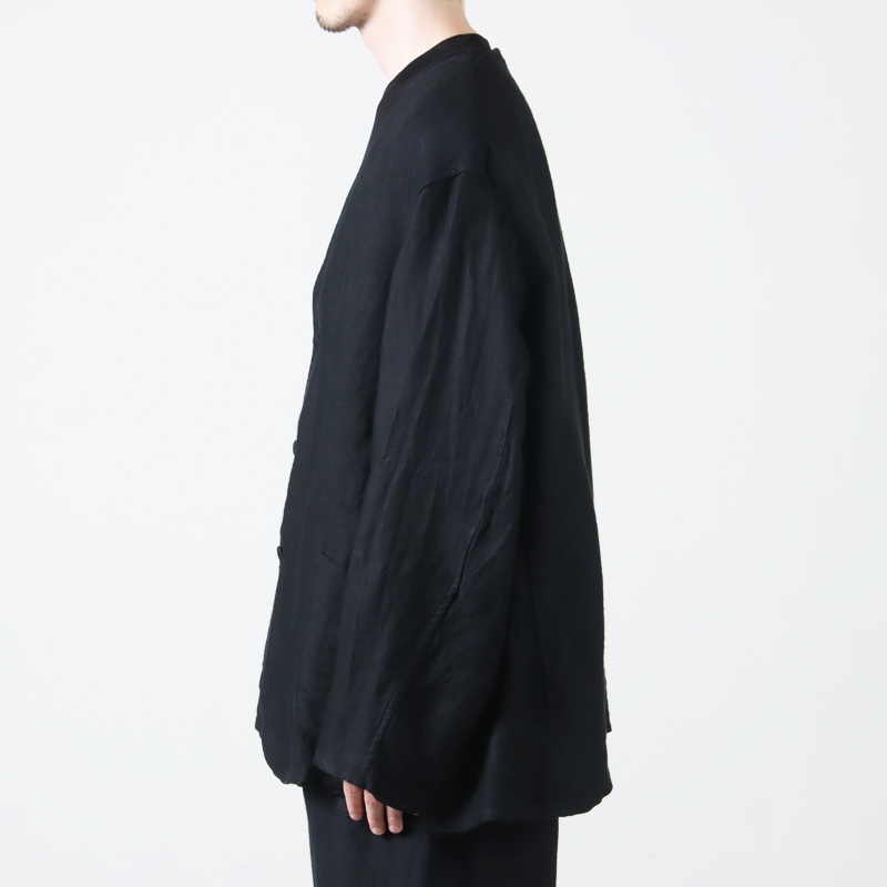 25SS COMOLI 　リネンサテン ノーカラージャケット COMOLI (コモリ) リネンサテン ノーカラージャケット