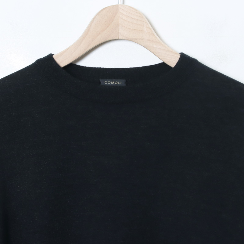 COMOLI ウール クルーネックニット ネイビー COMOLI ウール クルーネック ニット, Charcoal – Navyblue