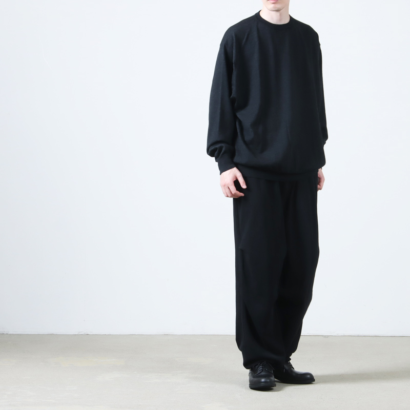 COMOLI ウール クルーネックニット ネイビー COMOLI (コモリ) ウール クルーネックニット