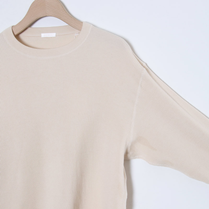 COMOLI(コモリ) コットンカシミヤ ワッフル長袖クルー