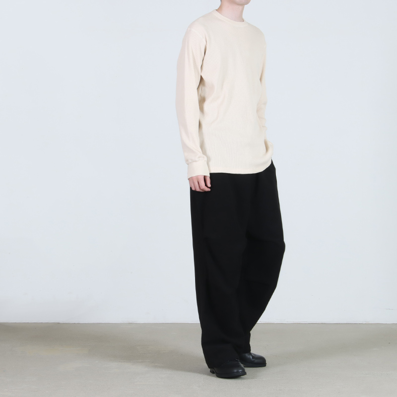 COMOLI(コモリ) コットンカシミヤ ワッフル長袖クルー