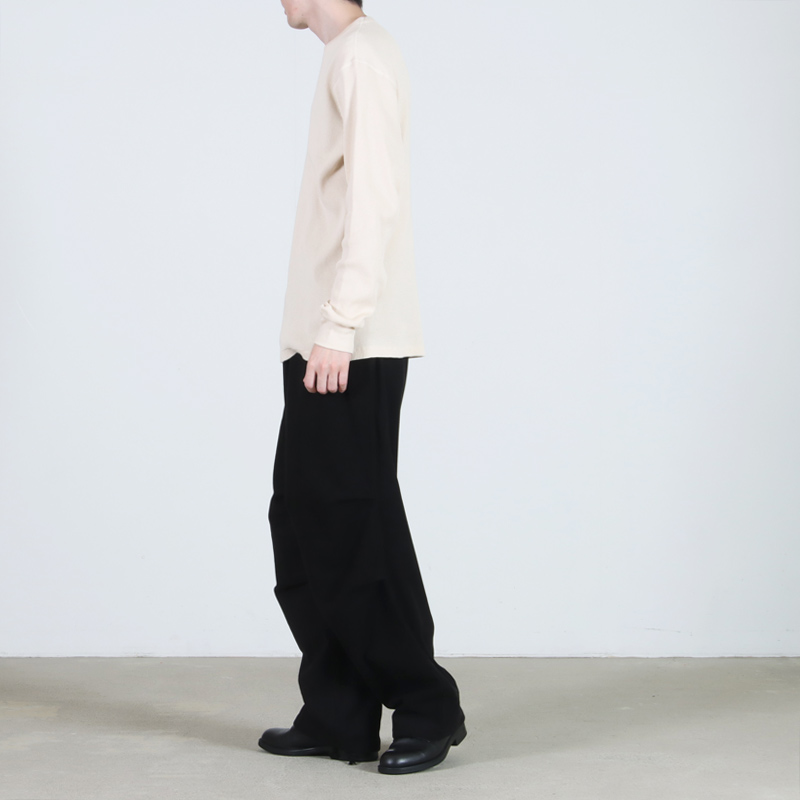 COMOLI(コモリ) コットンカシミヤ ワッフル長袖クルー