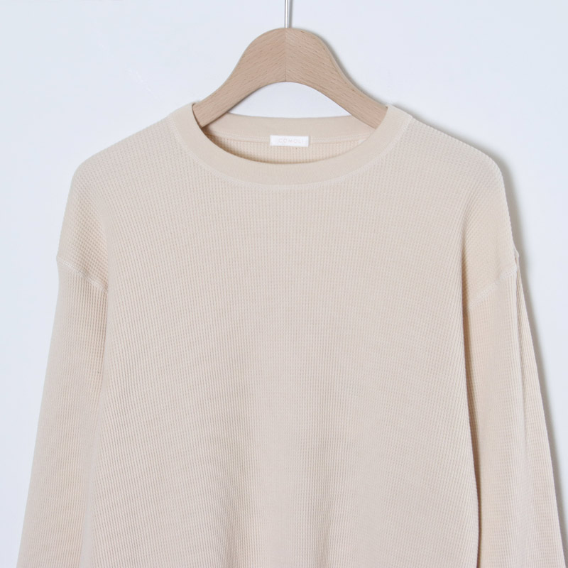 COMOLI(コモリ) コットンカシミヤ ワッフル長袖クルー