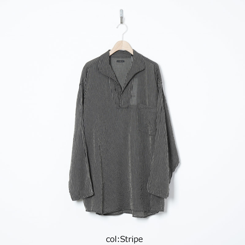 COMOLI (コモリ) ストライプ スキッパーシャツ
