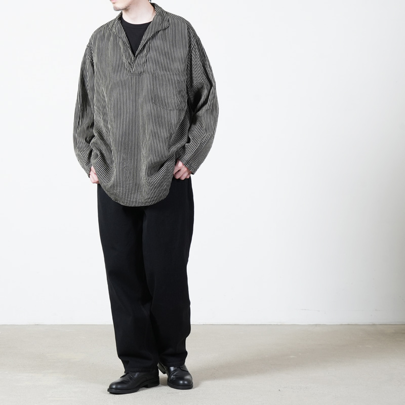 COMOLI (コモリ) ストライプ スキッパーシャツ