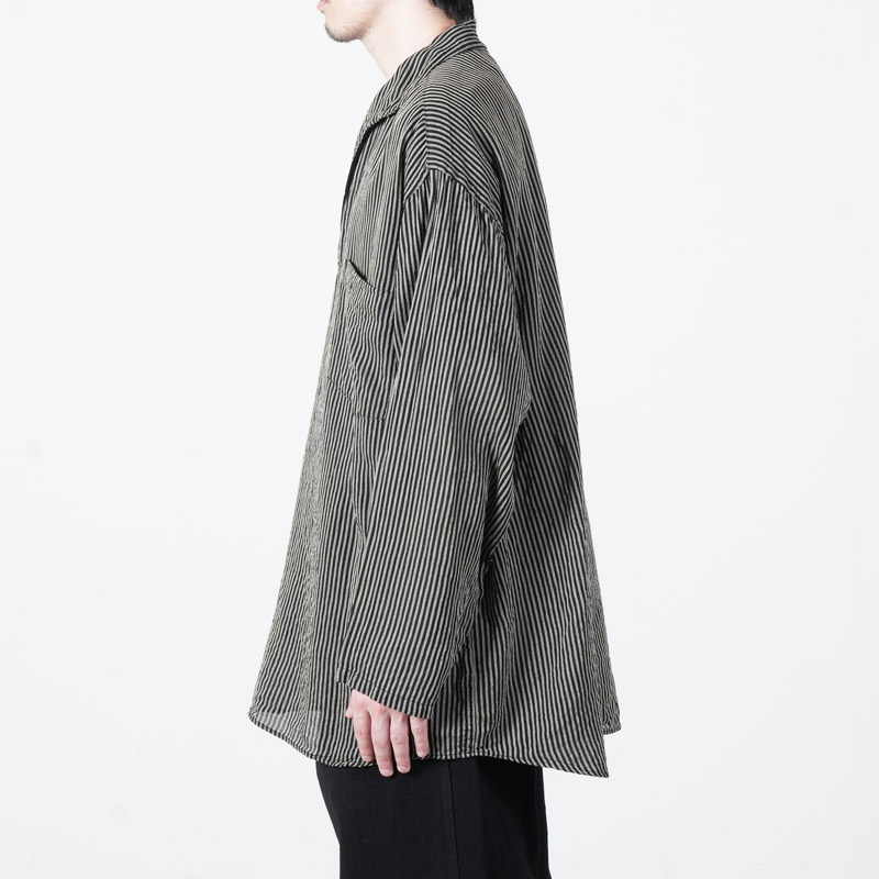 COMOLI (コモリ) ストライプ スキッパーシャツ