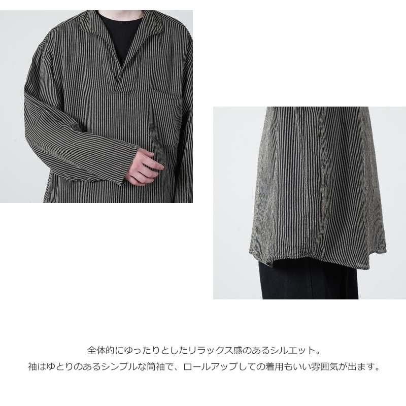 COMOLI (コモリ) ストライプ スキッパーシャツ