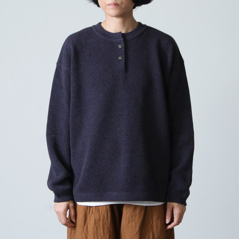 crepuscule (クレプスキュール) Moss stitch henley neck / モス ...