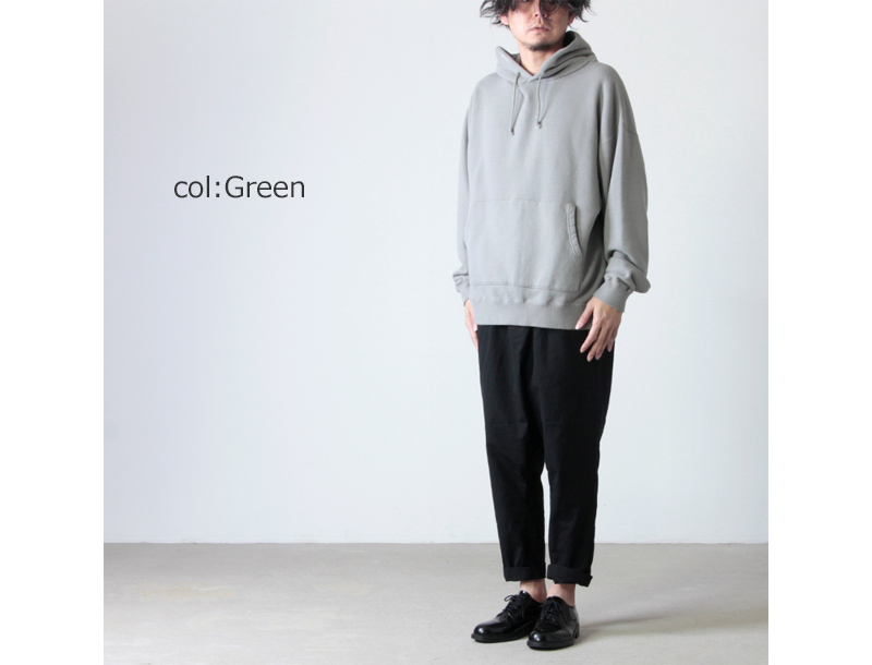 crepuscule garment dyed フーディ　グリーン