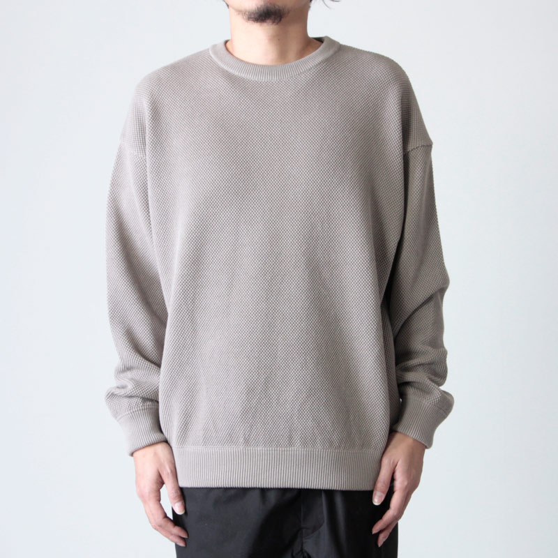 美品 crepuscule クレプスキュール MOSS STITCH L/S SWEAT F/ベージュ ロングスリーブニット メンズ【2400013001359】