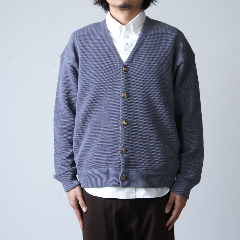 crepuscule クレプスキュール Moss Stitch V/N Cardigan 鹿の子ニットカーディガン ブルー 1