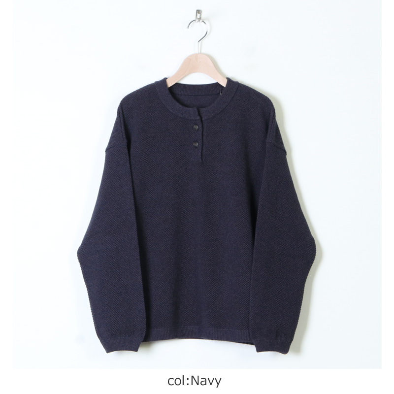 crepuscule (クレプスキュール) Moss stitch henley neck / モス 