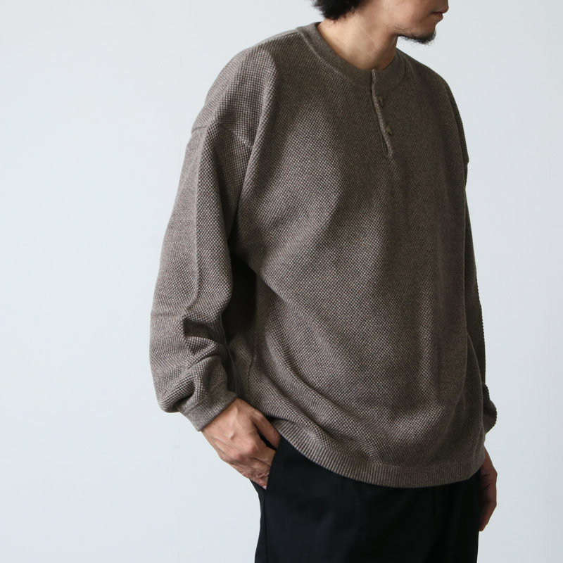 crepuscule (クレプスキュール) Moss stitch henley neck / モス ...