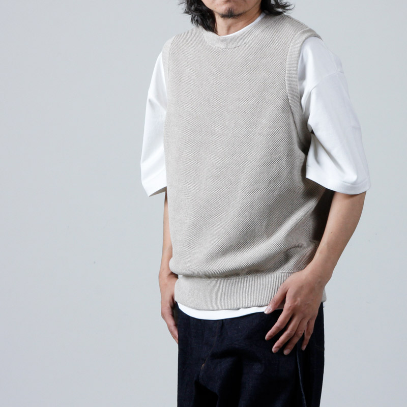 crepuscule (クレプスキュール) Moss Stitch C/N Vest / モスステッチクルーネックベスト