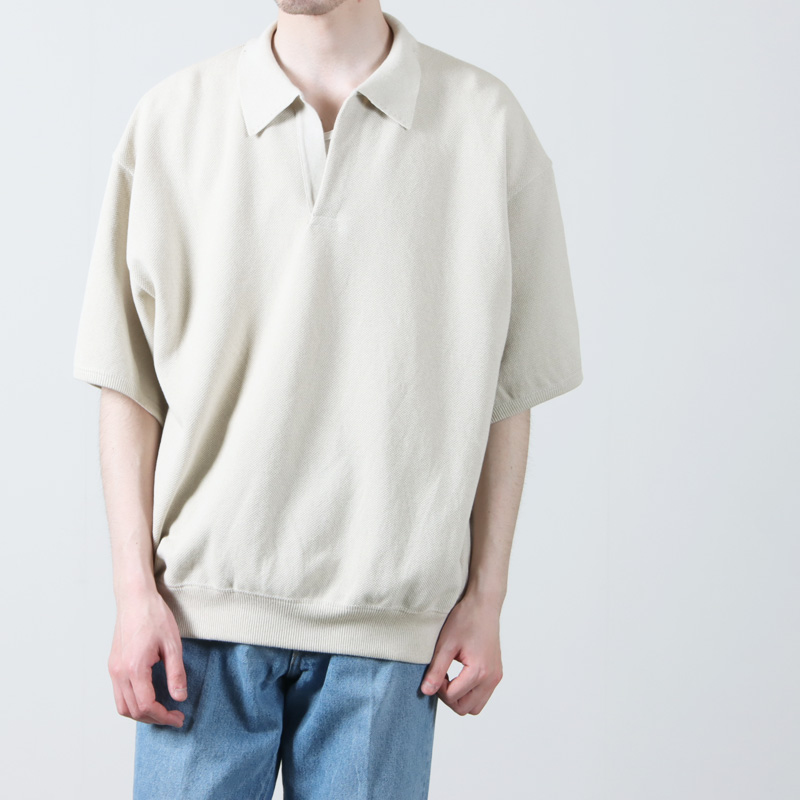 crepuscule (クレプスキュール) Light Moss Stitch Polo / ライトモス