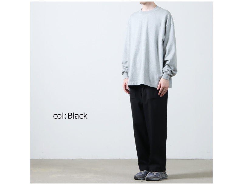 CURLY(꡼) SOLID DOUBLE-KNIT WIDE BAKER PANTS