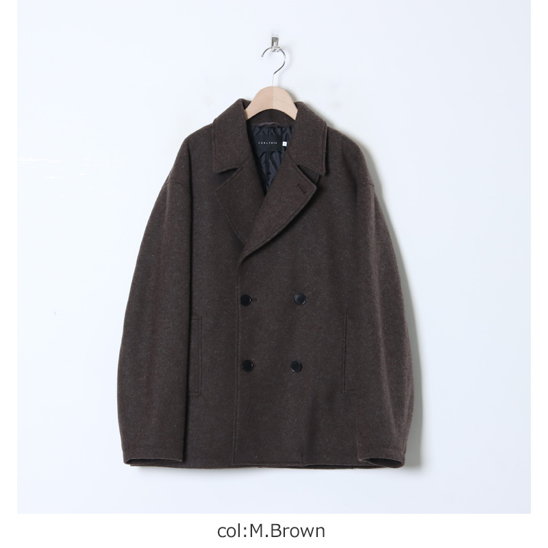 CURLY(꡼) KNIT MELTON PEA COAT