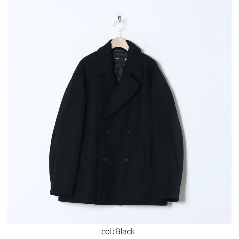 CURLY(꡼) KNIT MELTON PEA COAT