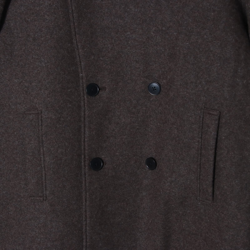 CURLY(꡼) KNIT MELTON PEA COAT