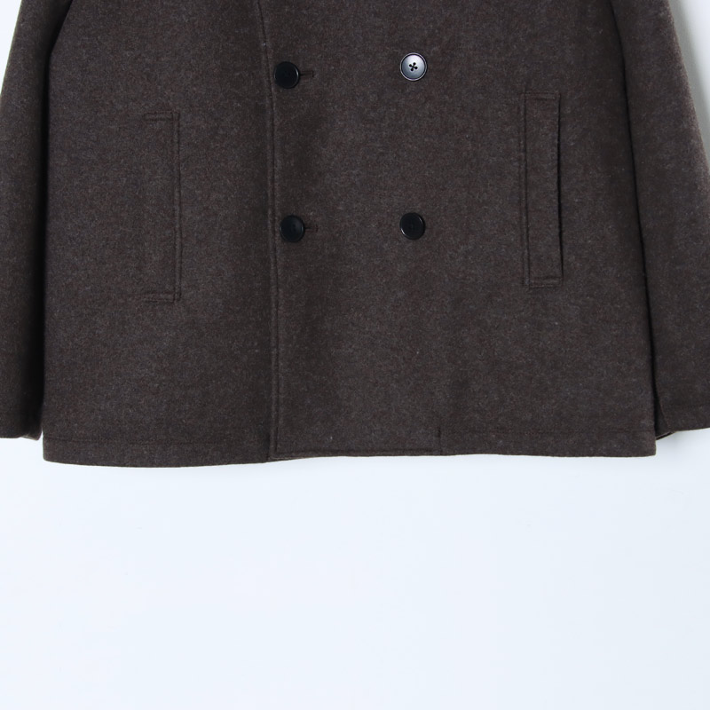 CURLY(꡼) KNIT MELTON PEA COAT