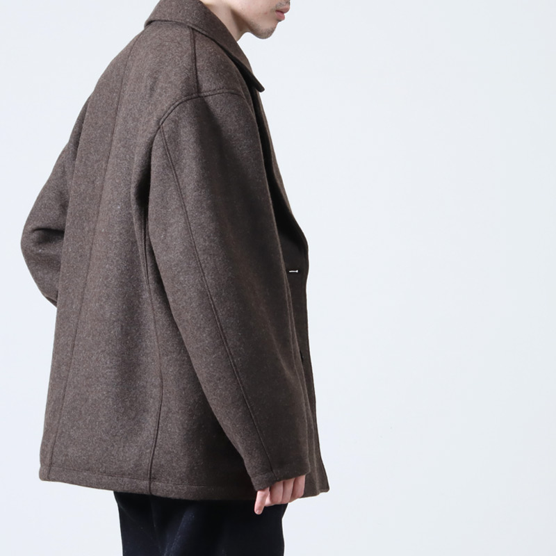 CURLY(꡼) KNIT MELTON PEA COAT