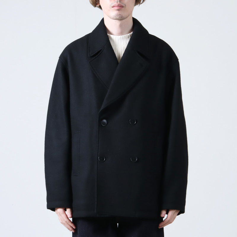 CURLY(꡼) KNIT MELTON PEA COAT