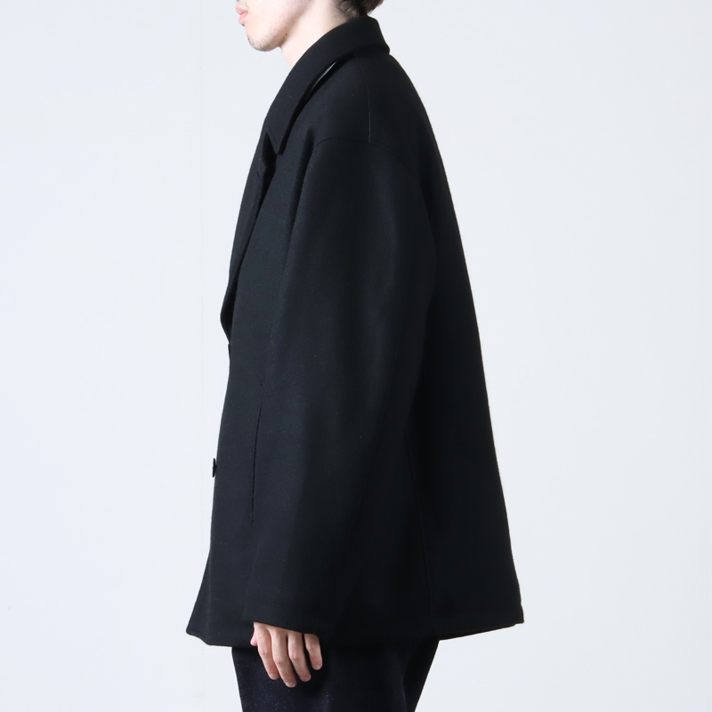 CURLY(꡼) KNIT MELTON PEA COAT