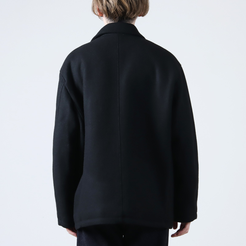 CURLY(꡼) KNIT MELTON PEA COAT