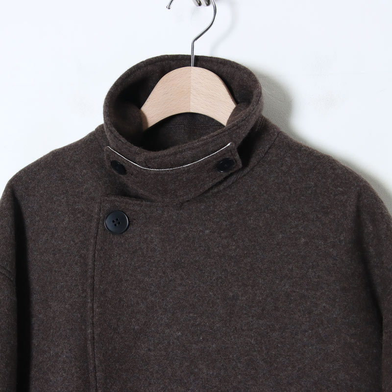 CURLY(꡼) KNIT MELTON PEA COAT