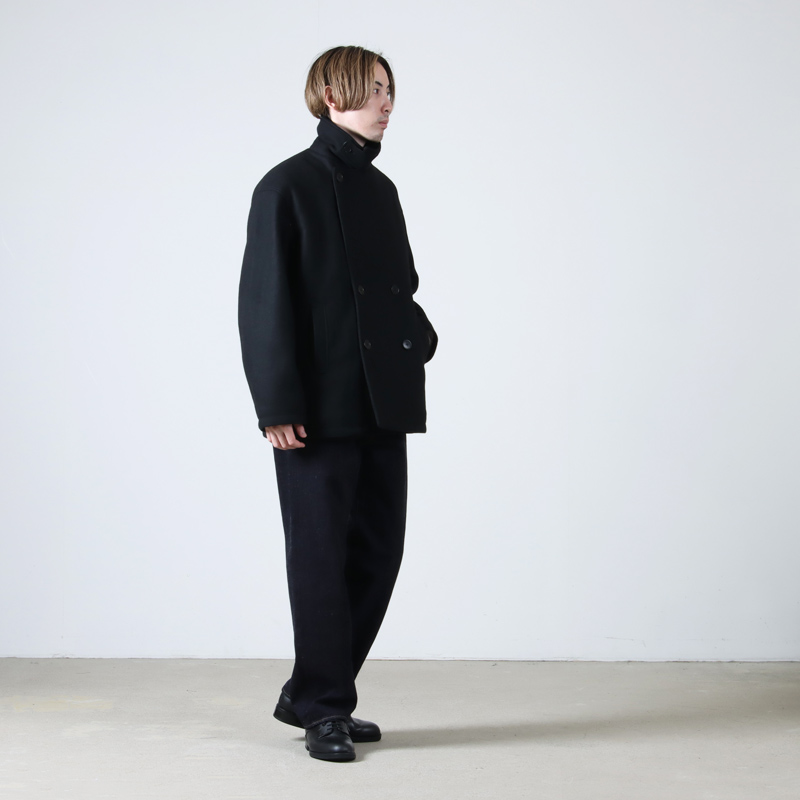 CURLY(꡼) KNIT MELTON PEA COAT