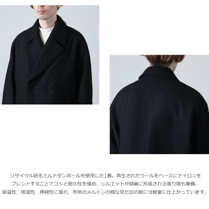 CURLY(꡼) KNIT MELTON PEA COAT