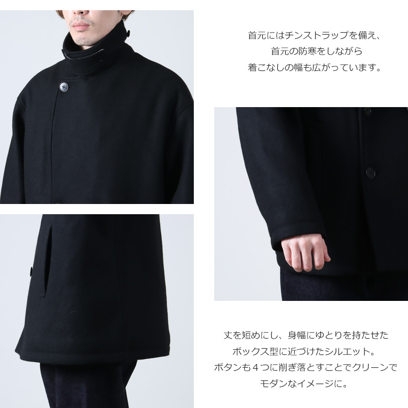 CURLY(꡼) KNIT MELTON PEA COAT