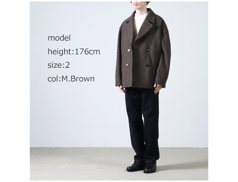 CURLY(꡼) KNIT MELTON PEA COAT