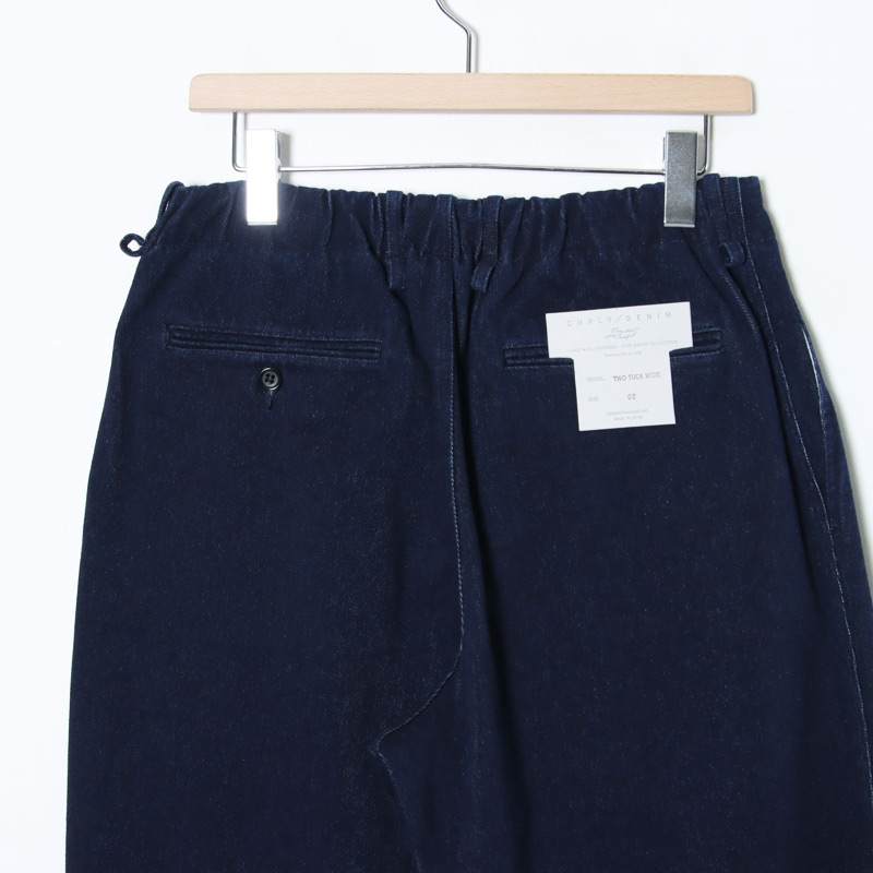 CURLY(�����꡼) KNIT DENIM 2 TUCK EZ WIDE SLACKS -INDIGO-