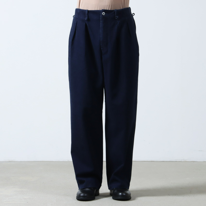 CURLY(�����꡼) KNIT DENIM 2 TUCK EZ WIDE SLACKS -INDIGO-