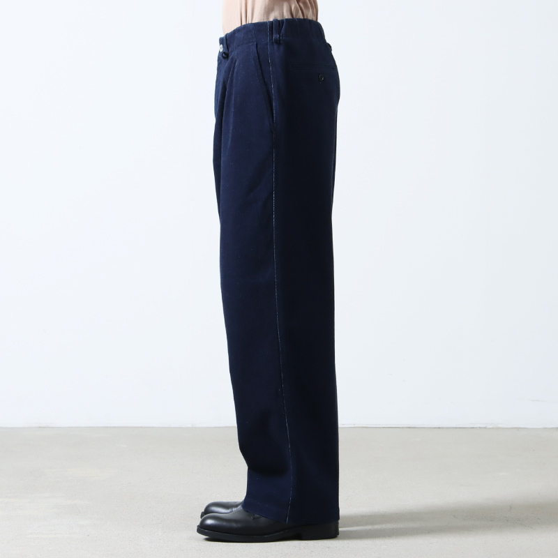 CURLY(�����꡼) KNIT DENIM 2 TUCK EZ WIDE SLACKS -INDIGO-