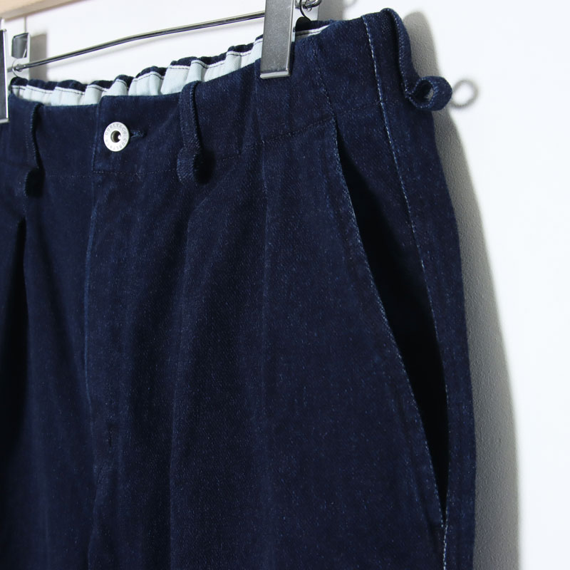 CURLY(�����꡼) KNIT DENIM 2 TUCK EZ WIDE SLACKS -INDIGO-