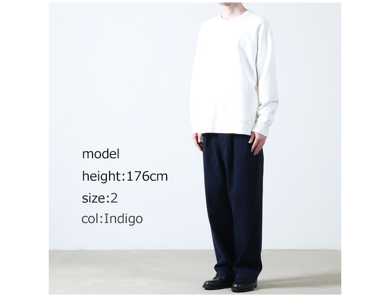 CURLY(�����꡼) KNIT DENIM 2 TUCK EZ WIDE SLACKS -INDIGO-