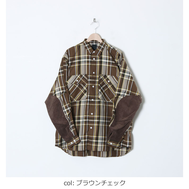 DAIWA PIER39 (ダイワピア39) TECH ELBOW PATCH WORK SHIRTS FLANNEL PLAIDS / テック エルボーパッチワークシャツ フランネルプレイズ