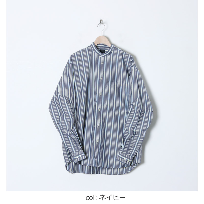 DAIWA PIER39 (ダイワピア39) TECH BAND COLLAR SHIRTS L/S STRIPE