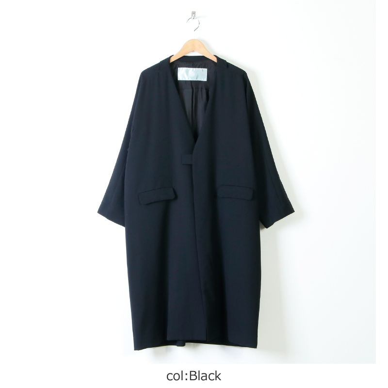 Dulcamara(20SS)よそいきハーフカラーロングコート (black）-