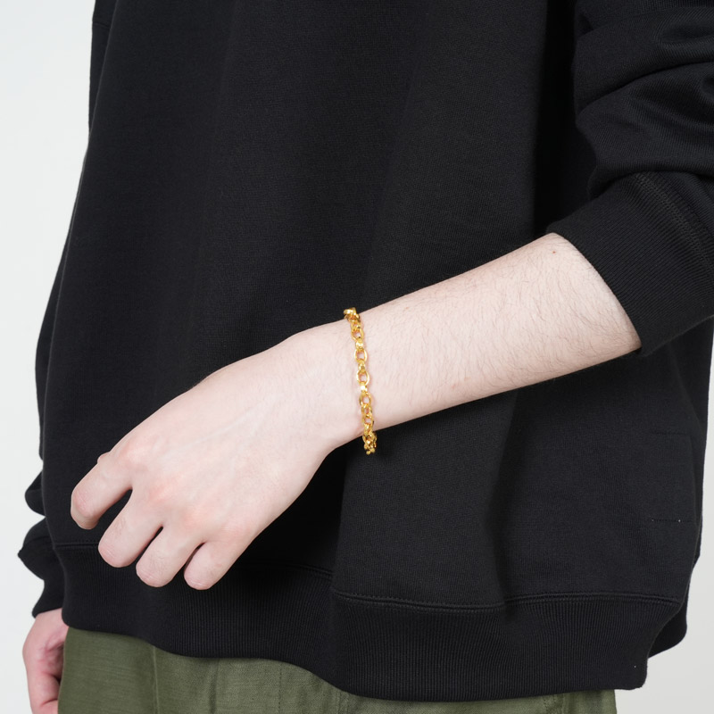 END CUSTOM JEWELLERS(����ɥ������ॸ�奨�꡼) Half rounded chain bracelet gold pt