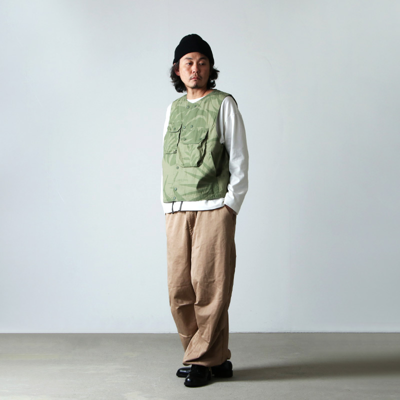 ENGINEERED GARMENTS (エンジニアードガーメンツ) Cover Vest -Leaf Print Cotton Poplin /  カバーベスト