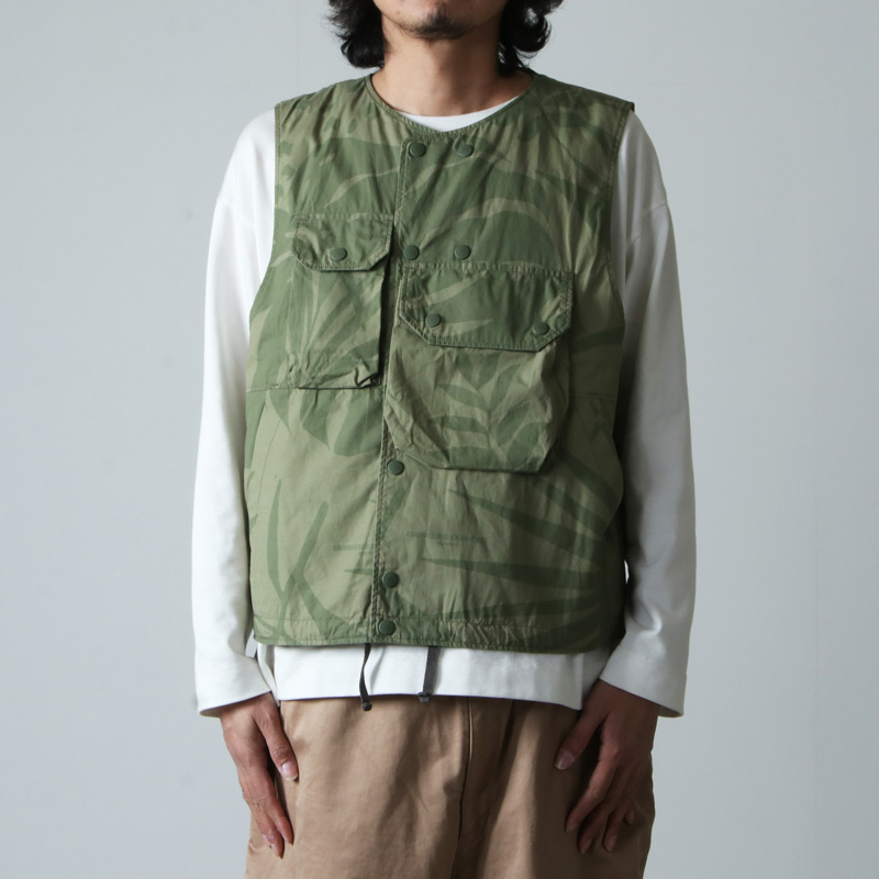 ENGINEERED GARMENTS (エンジニアードガーメンツ) Cover Vest -Leaf Print Cotton Poplin /  カバーベスト