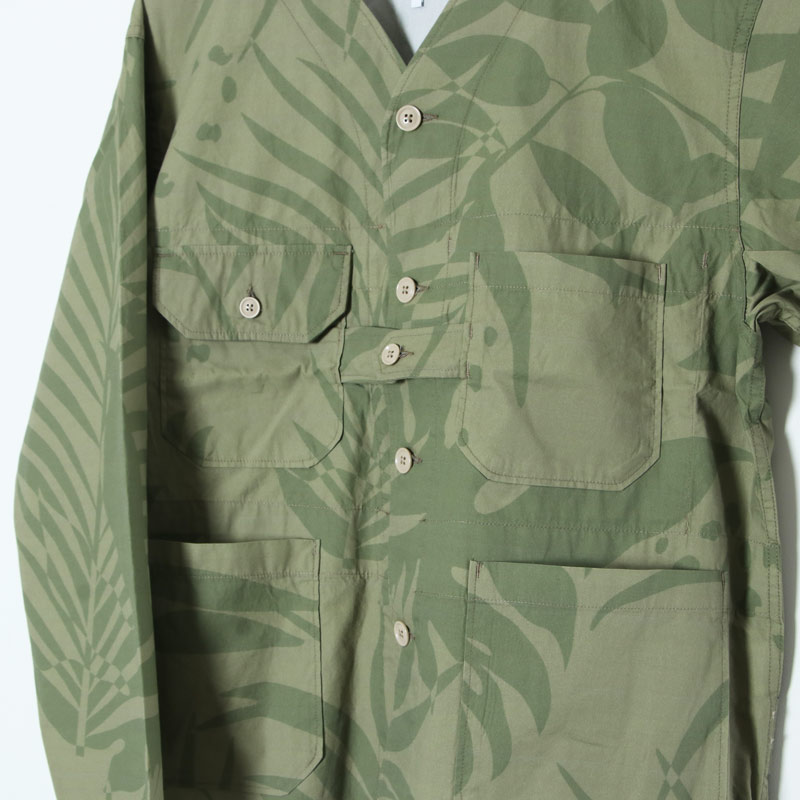 ENGINEERED GARMENTS (エンジニアードガーメンツ) Cardigan Jacket -Leaf Print Cotton  Poplin / カーディガンジャケット