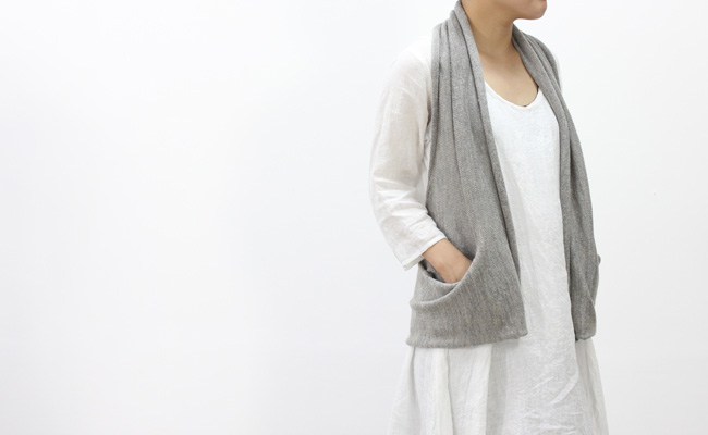 evam eva wool linen vest col:82.ライトグレー | cotyle